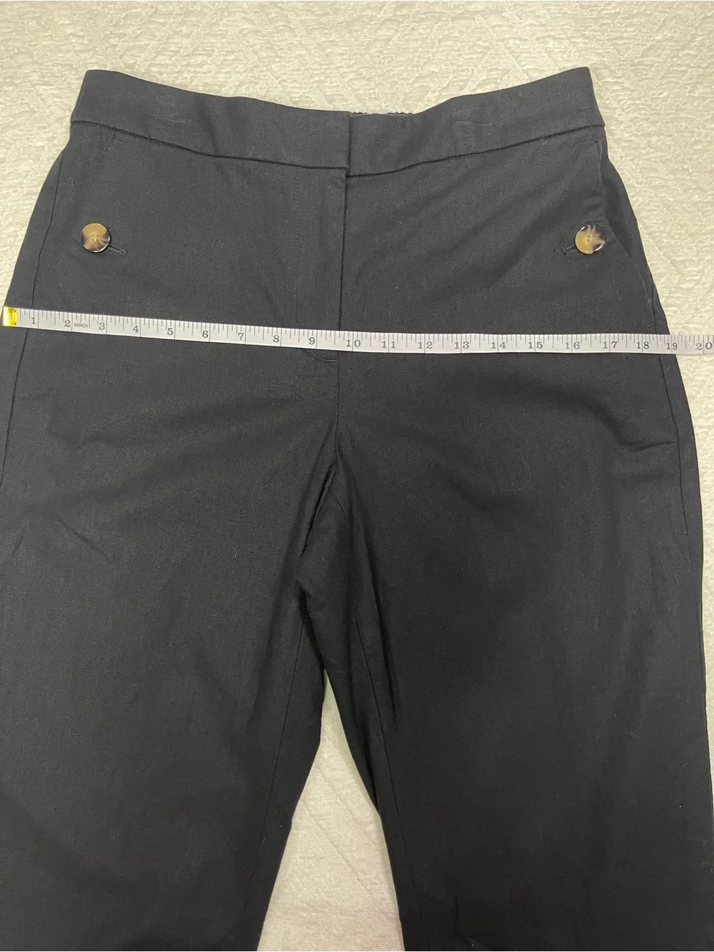 J. Crew Black Linen Cotton Sailor Pants Size 6 Elastic Waist Chinos Nautical